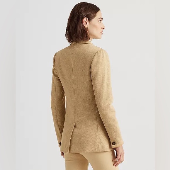 Laure ralph Lauren,Plus-Size Faux-Leather-Trim Jacquard Blazer - Picture 6 of 6